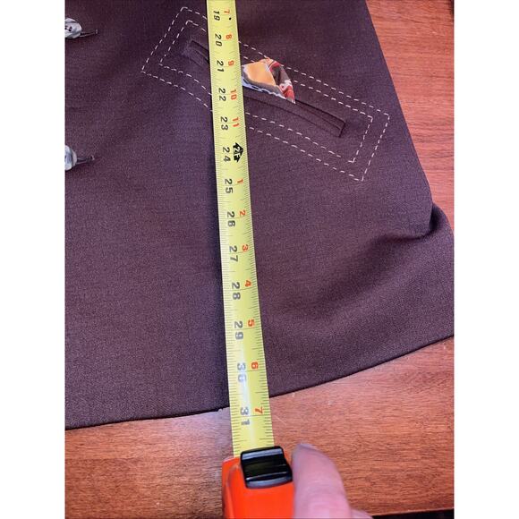 Vintage Jacket Button Up Vtg 60s 70s Polyester Pointed Collar Brown Est M/L - Picture 5 of 9